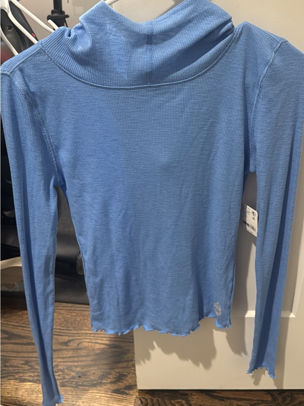 FP Movement Light Blue Long Sleeve Ribbed Turtleneck Top
